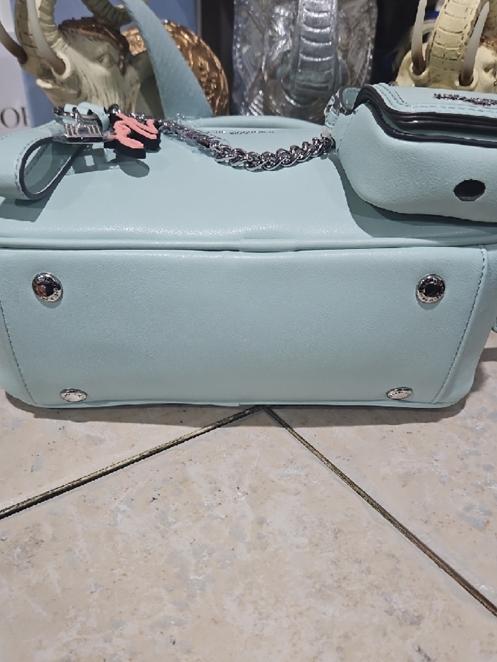 NWT! Karl Lagerfeld Zaylia Satchel with Chain & Charms! - Picture 7 of 11